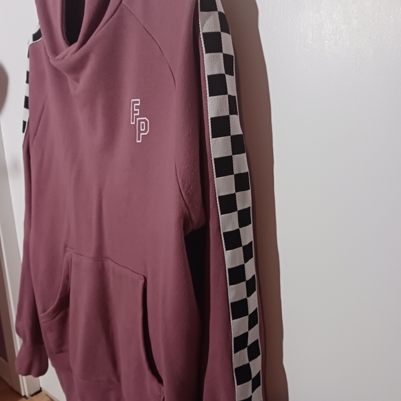 Fairplay Pink Hoodie with Checkerprint sleeves - Picture 2 of 3